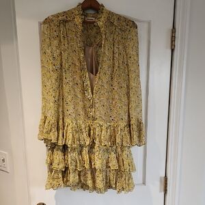Zadig & Voltaire Yellow Floral Ruffle Blouse